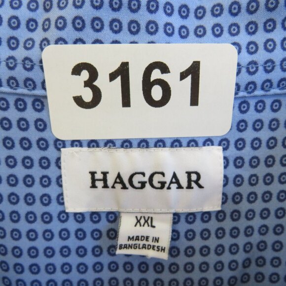 Haggar* Men's Short Sleeve Button Down Curved Hem Chest Pocket Shirt~ Size XXL - Picture 3 of 11